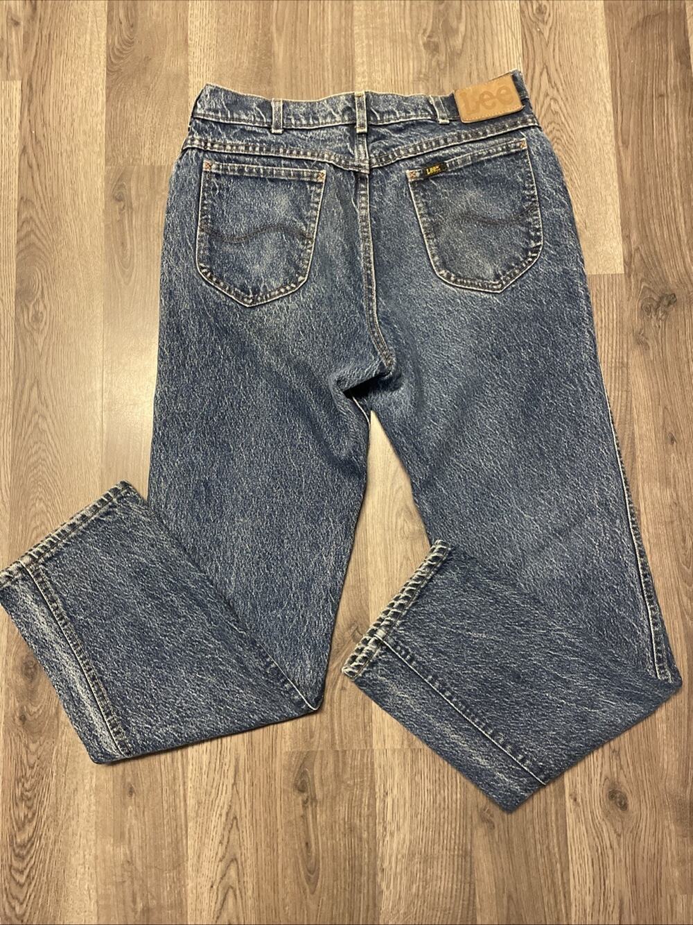 Vtg 70s Lee Riders Jeans 34x32 Leather Patch X-Stitch Denim USA Union Made MR